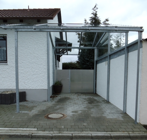 Carport&uuml;berdachung Stahl verzinkt, Eindeckung VSG 10mm Klarglas