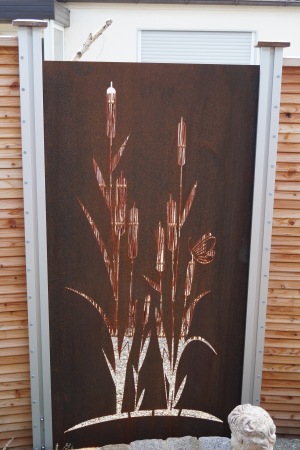 Sichtschutzelemente mit verschiedenen Motiven aus Corten Stahlblech