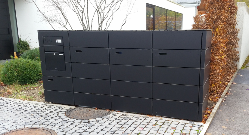 Mülltonneneinhausung mit Trespa Verkleidung