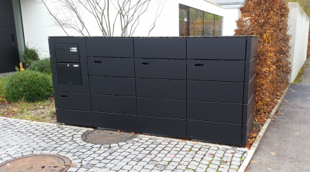 M&uuml;lltonneneinhausung mit Trespa Verkleidung