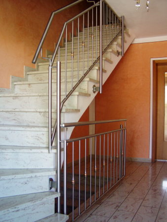 Edelstahlgel&auml;nder, Musterst&auml;be mit Messingeinsatz