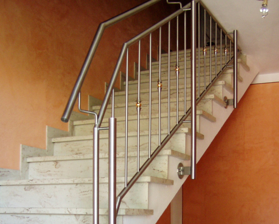 Edelstahlgel&auml;nder, Musterst&auml;be mit Messingeinsatz