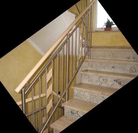 Edelstahlgel&auml;nder mit Holzhandlauf und Holzeinleger in Ahorn